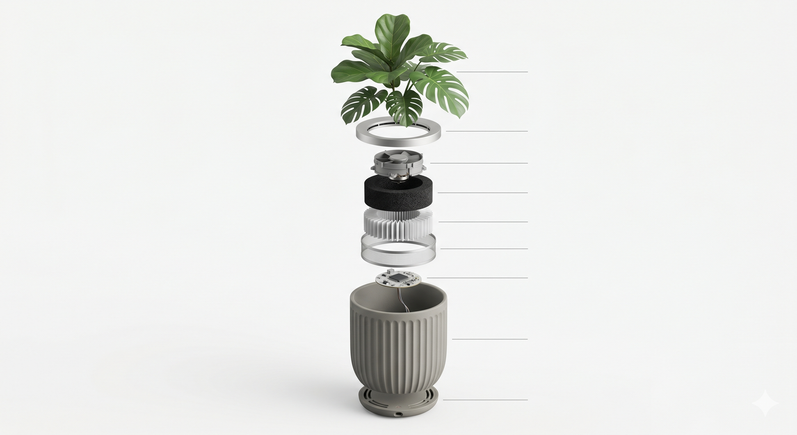Exploded view of OxiFlora components